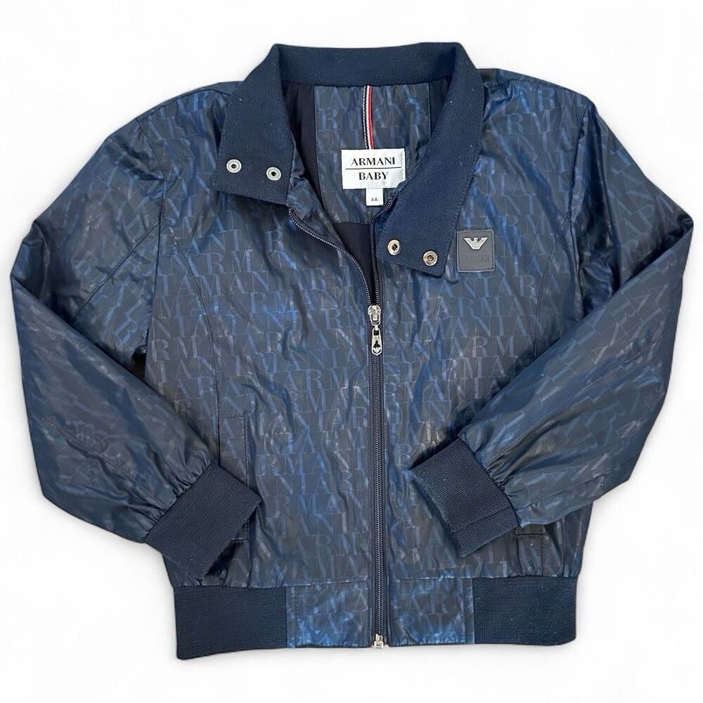 Armani Baby Jacket Logo Designer Water Repellent Size 4T / 4A Toddler Kids AOP